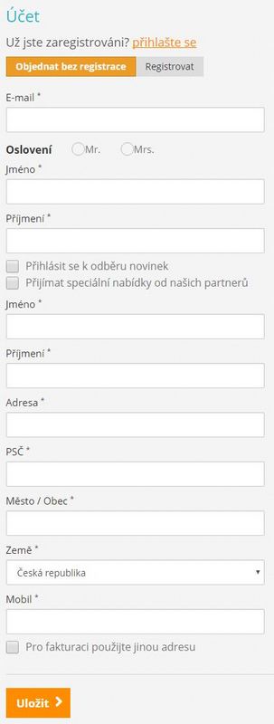 Objednávka bez registrace
